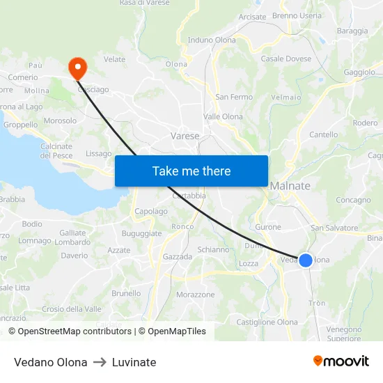 Vedano Olona to Luvinate map