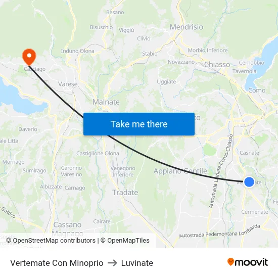 Vertemate Con Minoprio to Luvinate map
