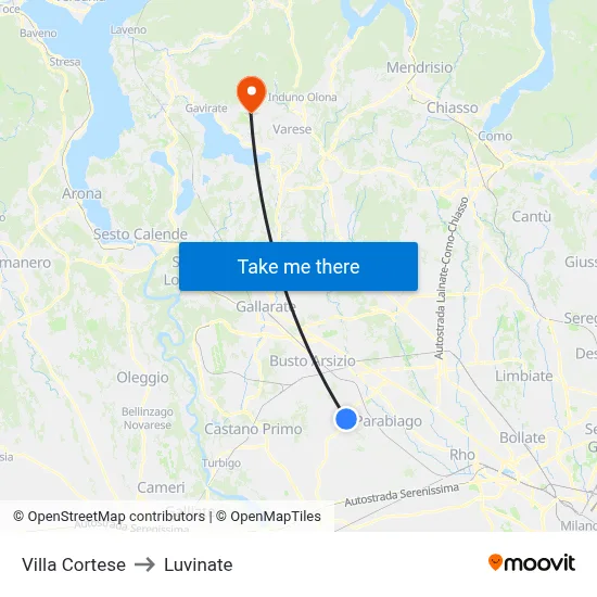 Villa Cortese to Luvinate map