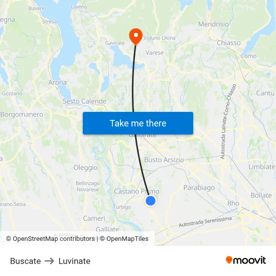 Buscate to Luvinate map
