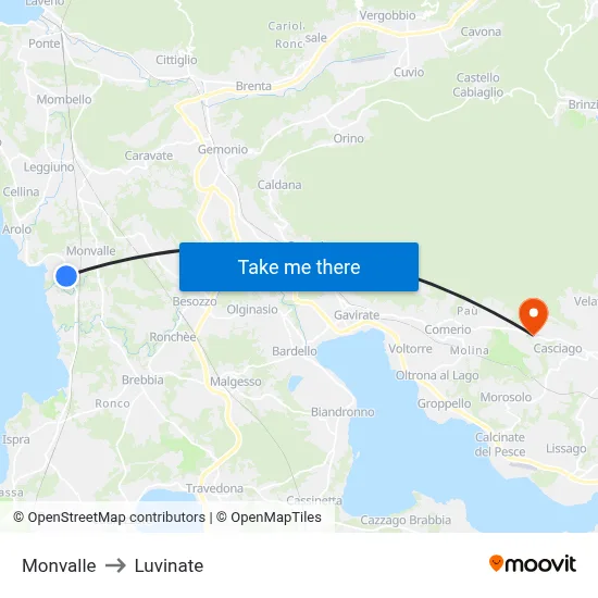 Monvalle to Luvinate map