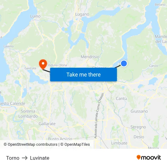 Torno to Luvinate map