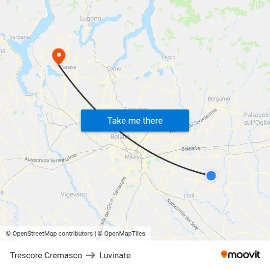 Trescore Cremasco to Luvinate map