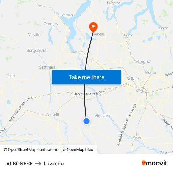 Albonese to Luvinate map