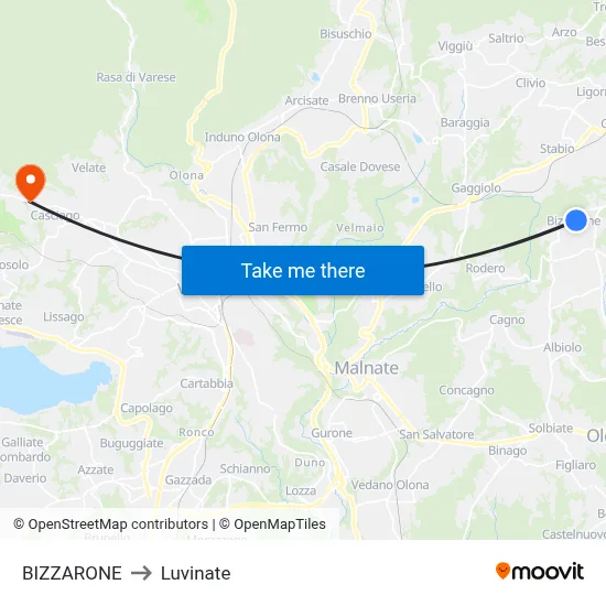 BIZZARONE to Luvinate map