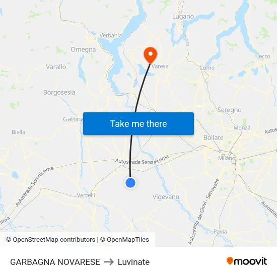 Garbagna Novarese to Luvinate map
