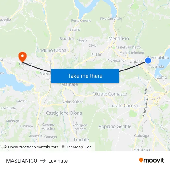 Maslianico to Luvinate map