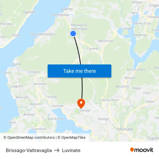 Brissago-Valtravaglia to Luvinate map