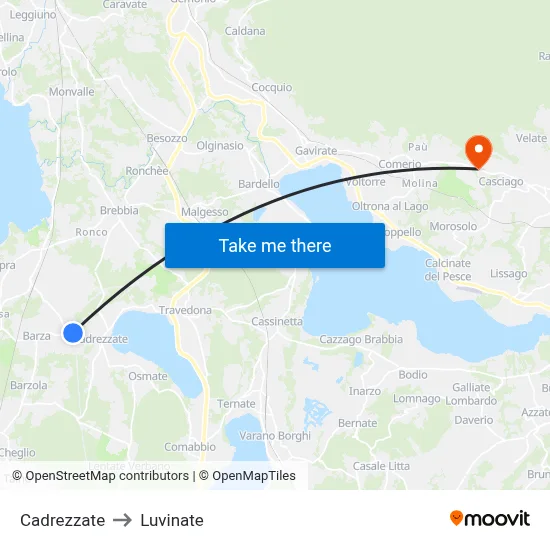 Cadrezzate to Luvinate map