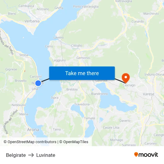Belgirate to Luvinate map