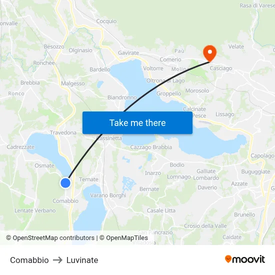 Comabbio to Luvinate map