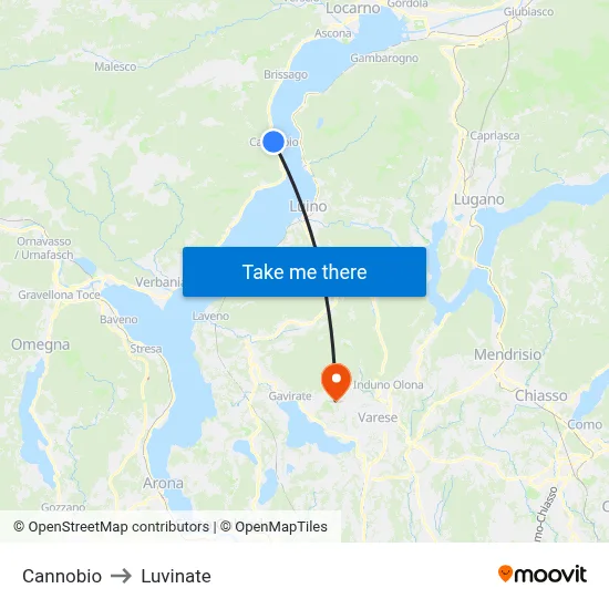 Cannobio to Luvinate map