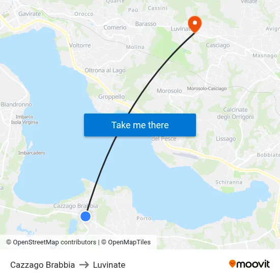 Cazzago Brabbia to Luvinate map