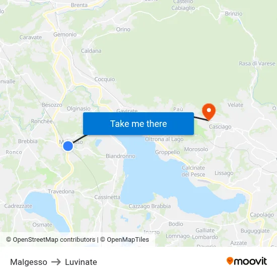 Malgesso to Luvinate map