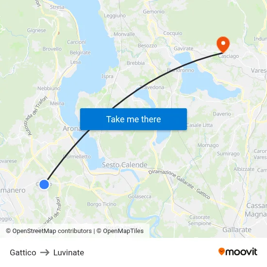 Gattico to Luvinate map