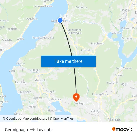 Germignaga to Luvinate map