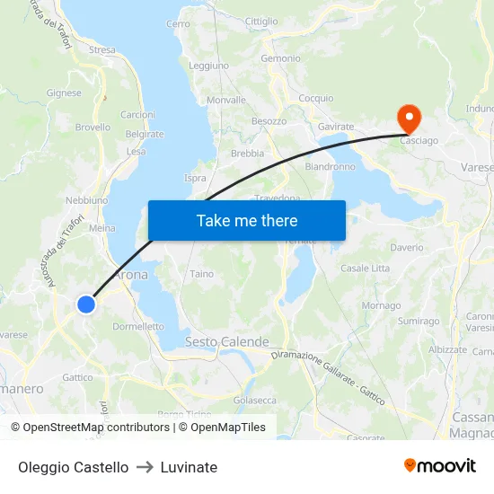 Oleggio Castello to Luvinate map