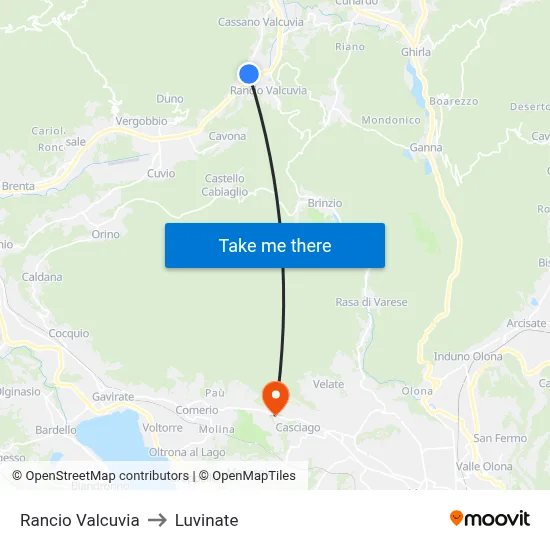 Rancio Valcuvia to Luvinate map