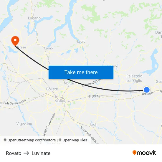 Rovato to Luvinate map