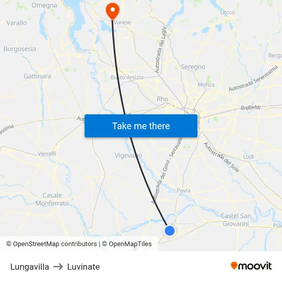 Lungavilla to Luvinate map