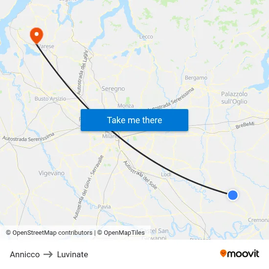 Annicco to Luvinate map