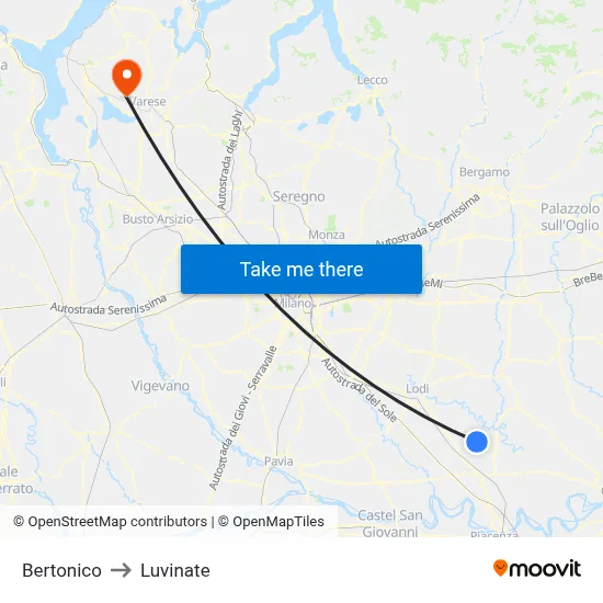 Bertonico to Luvinate map