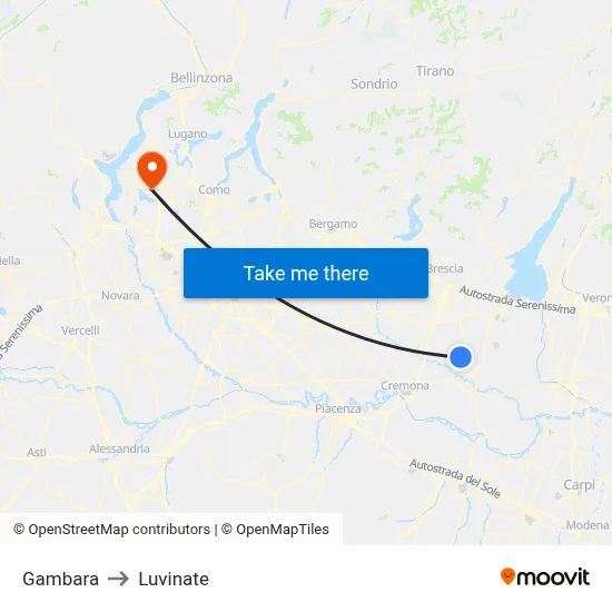 Gambara to Luvinate map