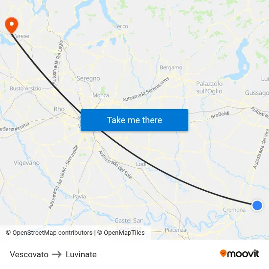 Vescovato to Luvinate map