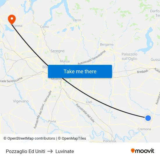 Pozzaglio Ed Uniti to Luvinate map