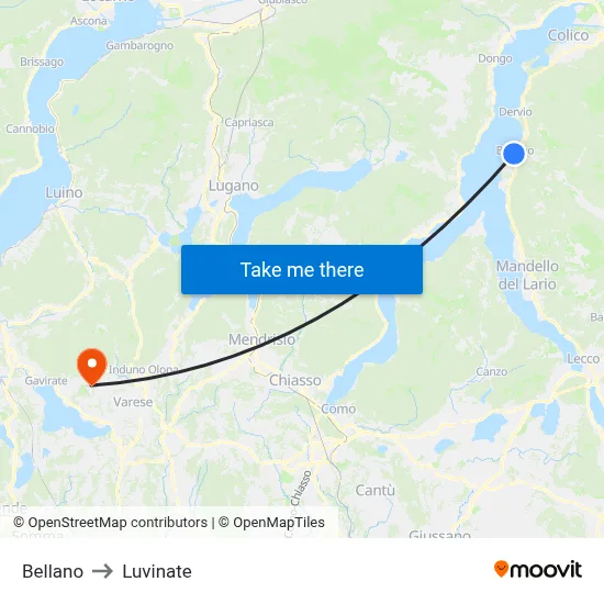 Bellano to Luvinate map