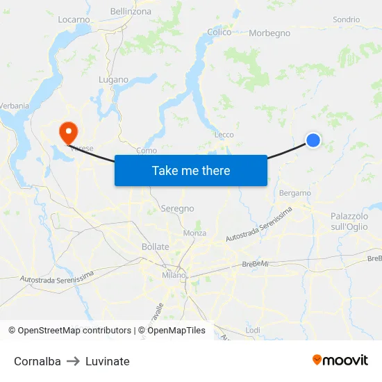 Cornalba to Luvinate map