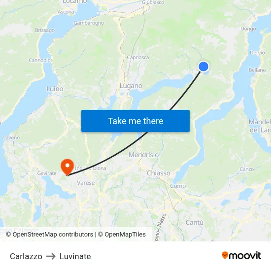 Carlazzo to Luvinate map