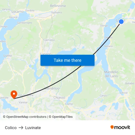 Colico to Luvinate map