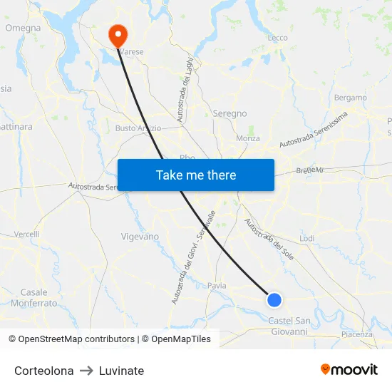 Corteolona to Luvinate map