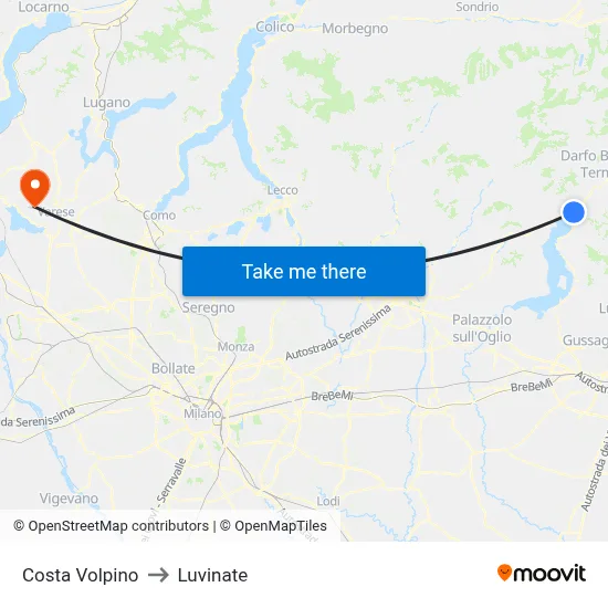 Costa Volpino to Luvinate map