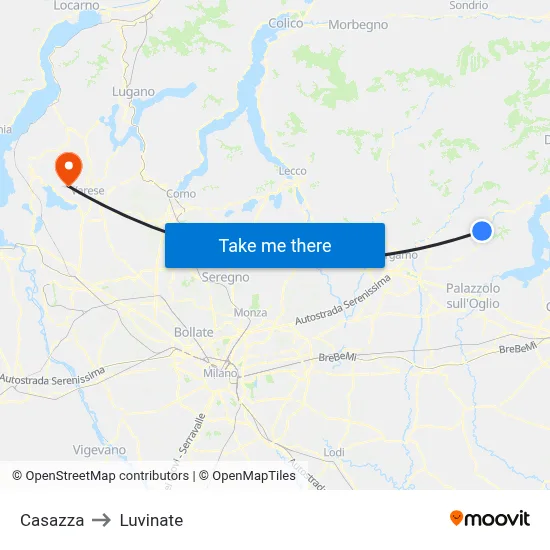 Casazza to Luvinate map