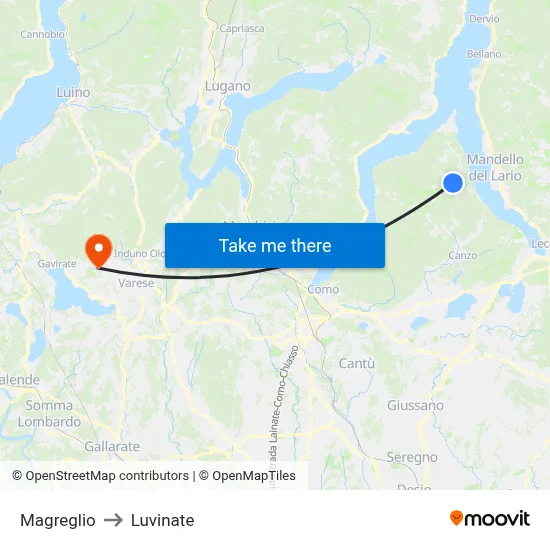 Magreglio to Luvinate map