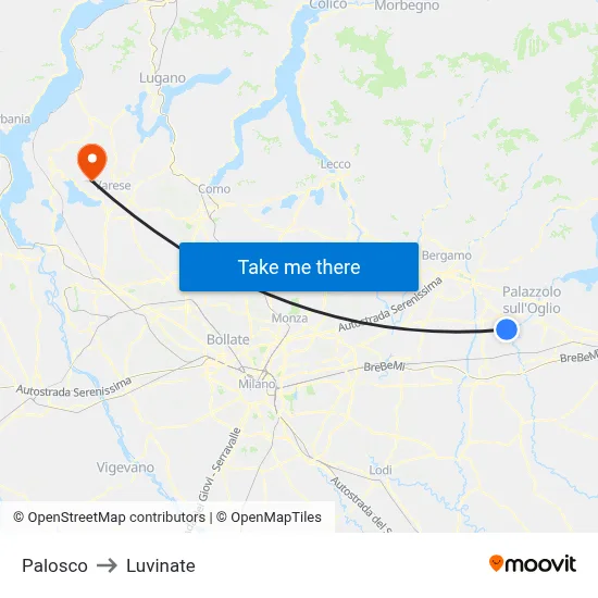 Palosco to Luvinate map