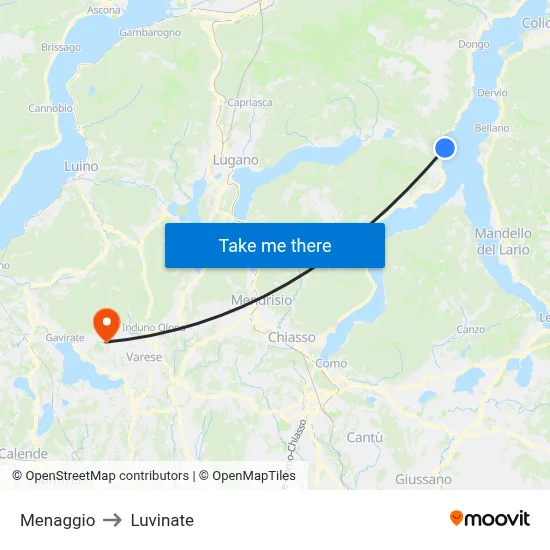 Menaggio to Luvinate map