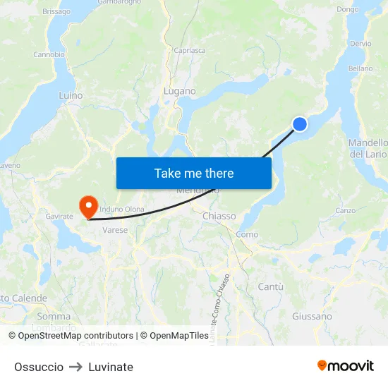 Ossuccio to Luvinate map