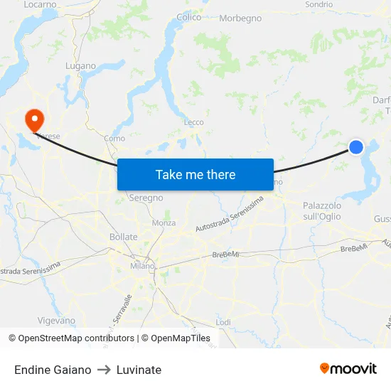 Endine Gaiano to Luvinate map