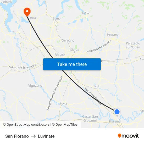 San Fiorano to Luvinate map
