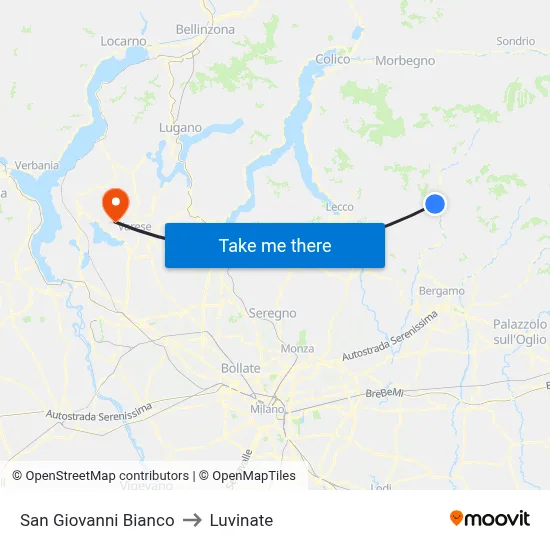 San Giovanni Bianco to Luvinate map