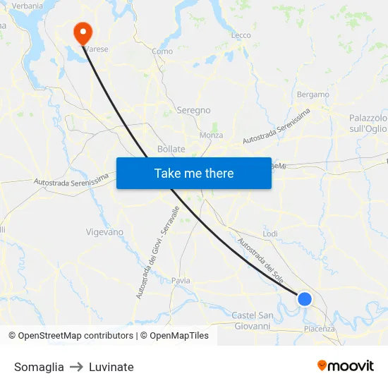 Somaglia to Luvinate map