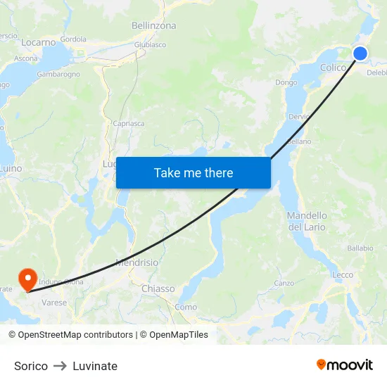 Sorico to Luvinate map
