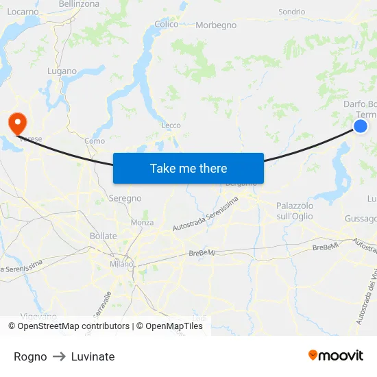 Rogno to Luvinate map