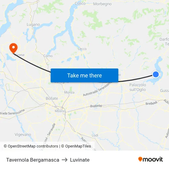 Tavernola Bergamasca to Luvinate map