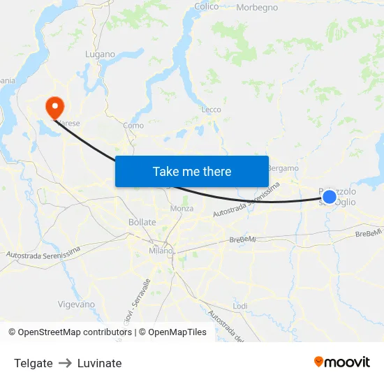 Telgate to Luvinate map