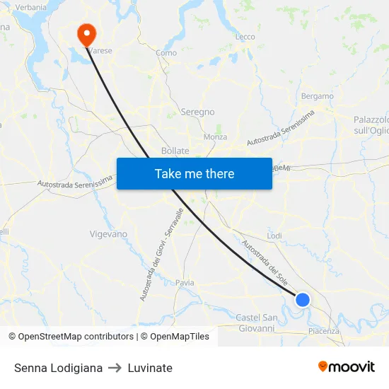 Senna Lodigiana to Luvinate map