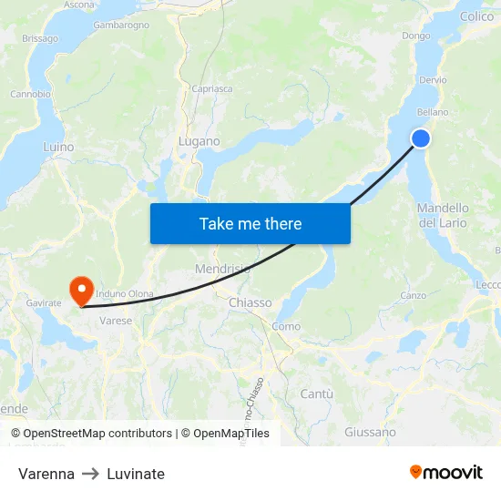 Varenna to Luvinate map
